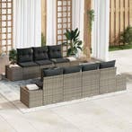 vidaXL Tuinbank Set met kussen 8 pcs Grijs poly rattan, Verzenden, Nieuw