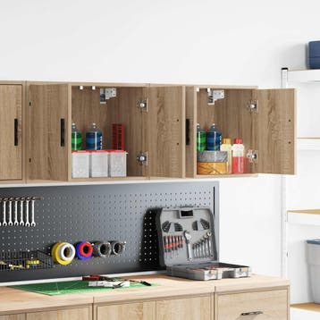 vidaXL Garagewandkasten 2 st Spaanplaat Sonoma eikenkleurig, Verzenden
