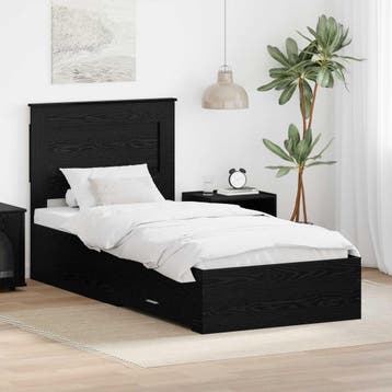 vidaXL Bedframe met lade Zwart Eiken 90 x 200 cm Bewerkt, Verzenden