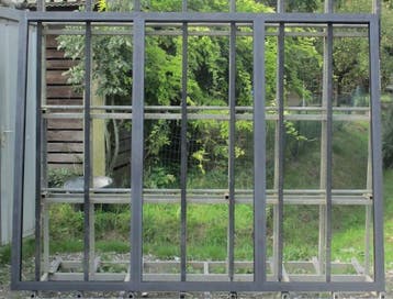 aluminium raam , chassis , venster 243 x 186 zwartgrijs 7021, Doe-het-zelf en Bouw, Ophalen of Verzenden, 150 tot 225 cm, Inclusief glas