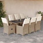 vidaXL 9-delige Bistroset met kussens poly rattan beige, Verzenden