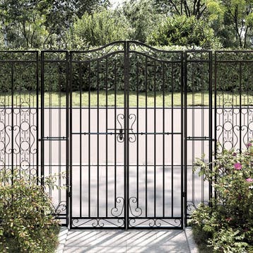 vidaXL Poort 121x8x150 cm smeedijzer zwart, Verzenden
