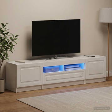 vidaXL 5-delige LED TV-kast Hoogglans Wit Bewerkt hout, Verzenden
