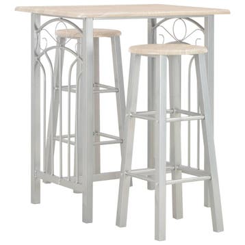 vidaXL 3-delige Barset hout en staal, Verzenden
