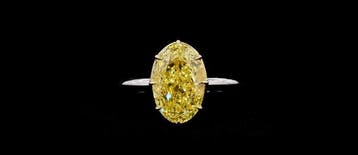 Ring - 14 karaat Witgoud - 5.03ct. tw. Geel Diamant (Fancy