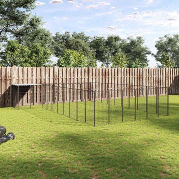 vidaXL Hondenkennel 19,36 m² staal zwart, Verzenden