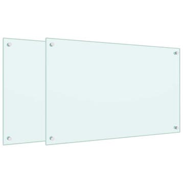 vidaXL Spatschermen keuken 2 st 80x50 cm gehard glas wit, Verzenden