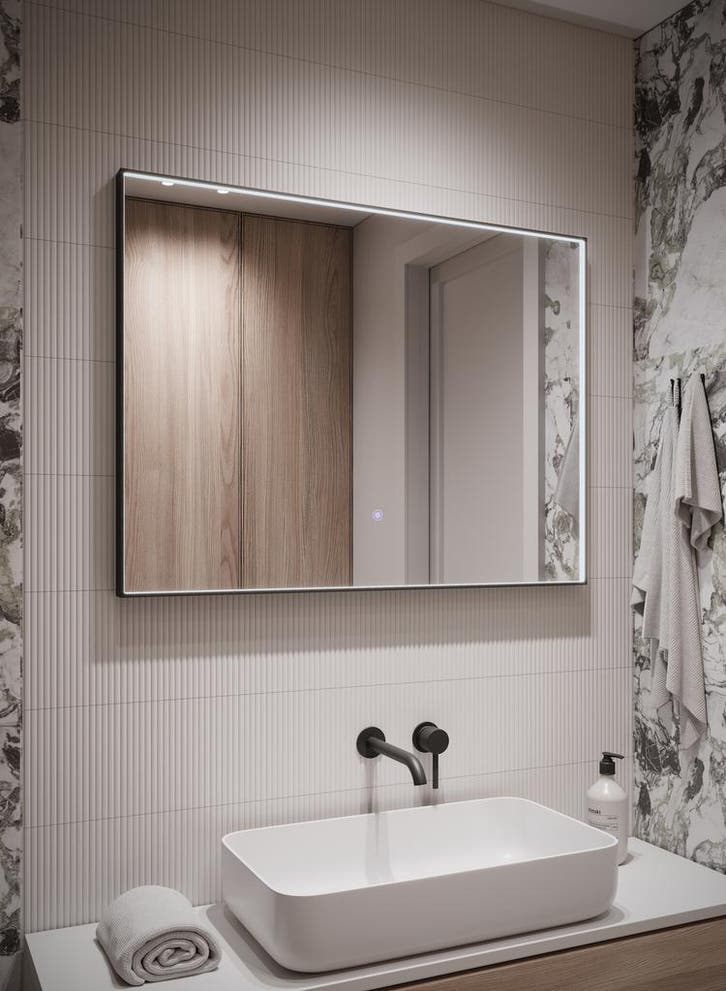 Badkamerspiegel Bristol - 80 x 60 cm - LED - Verwarming, Maison & Meubles, Salle de bain | Meubles de Salle de bain, Envoi