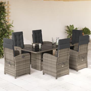 vidaXL 7-delige Tuinset met kussens poly rattan grijs, Verzenden, Tuinset