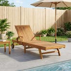 vidaXL Ligstoel 1-persoon Bruin Massief Teakhout, Tuin en Terras, Ligbedden, Verzenden, Nieuw