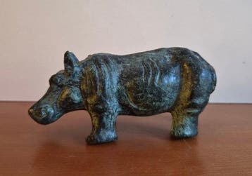 Beeld, Nijlpaard - 5.5 cm - Brons