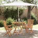 vidaXL Tuin Eettafel Set 3 pcs Bruin Massief Acacia Hout, Verzenden
