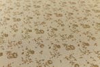 Tissu Panama en mélange coton sur fond beige avec des fleurs