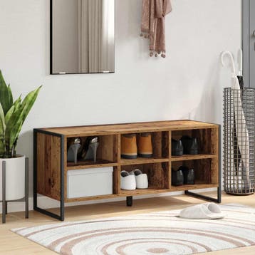 vidaXL Schoenenkast met opslag Oud Hout 100 x 35 x 44 cm, Verzenden, Nieuw