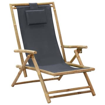 vidaXL Verstelbare klapstoel in donkergrijs, gemaakt van, Tuin en Terras, Tuinstoelen, Verzenden, Nieuw