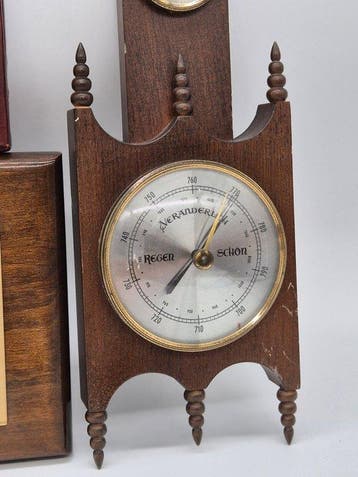 Wetterstationen-Set – Drei analoge Messinstrumente – Holz, Antiek en Kunst