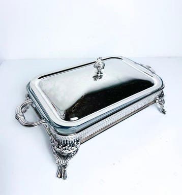 Plat de service - Verre, Métal, Antiquités & Art