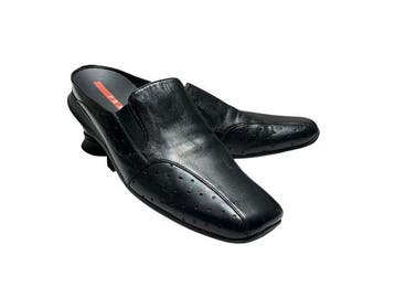 Prada - Leather Mules - Chaussures à lacets - Taille : EU 41