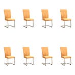 Set van 8 Leren eetkamerstoelen Dry - Kenia Cognac (cognac), Huis en Inrichting, Stoelen, Ophalen of Verzenden, Nieuw, Leer, Eén