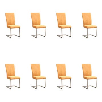 Set van 8 Leren eetkamerstoelen Dry - Kenia Cognac (cognac), Huis en Inrichting, Stoelen, Ophalen of Verzenden, Nieuw, Leer, Eén