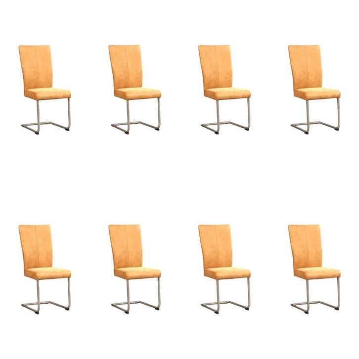 Set van 8 Leren eetkamerstoelen Dry - Kenia Cognac (cognac), Huis en Inrichting, Stoelen, Nieuw, Eén, Leer, Ophalen of Verzenden