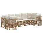vidaXL Buiten bank set 7 pcs Natuurlijk en Crème Wit, Tuin en Terras, Verzenden, Nieuw