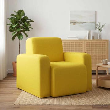vidaXL Fauteuil Licht Geel Stof, Huis en Inrichting, Fauteuils, Verzenden, Nieuw