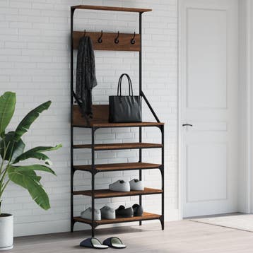 vidaXL Kledingrek met schoenenrek 70x34x184 cm bruin, Verzenden, Nieuw