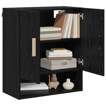 vidaXL Wandkast 60 x 31 x 70 cm Bewerkt hout Zwart Eiken, Huis en Inrichting, Verzenden, Nieuw