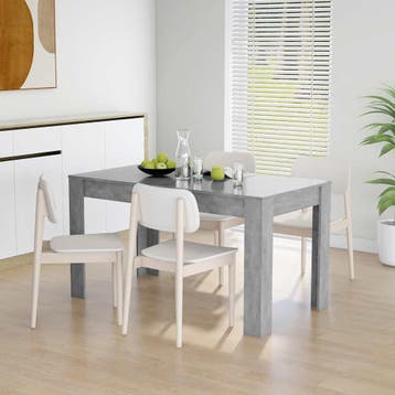 vidaXL Eettafel 140x74,5x76 cm spaanplaat betongrijs, Verzenden
