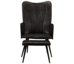 Leren fauteuil met voetenbank | Retour deal | 30% korting, Huis en Inrichting, Fauteuils, Verzenden, Minder dan 75 cm, Nieuw, Leer