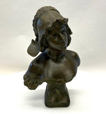 Bust of a young woman - A. Aurili - Sculpture - 30 cm -, Antiquités & Art