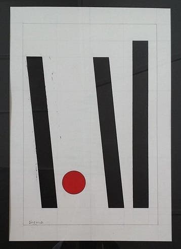 Wim Sinemus 1903 - 1987 - abstracte geometrische compositie, Antiek en Kunst