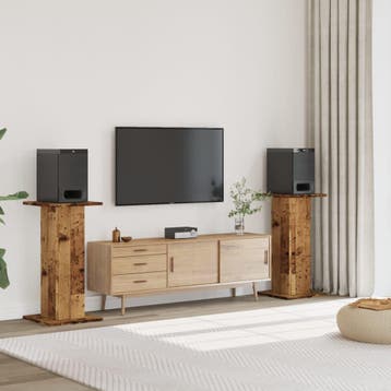 vidaXL Speakerstandaards 2 st 30x30x80 cm bewerkt hout oud, Verzenden