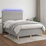 vidaXL Boxspring met matras en LED stof lichtgrijs 140x200, Verzenden, Nieuw