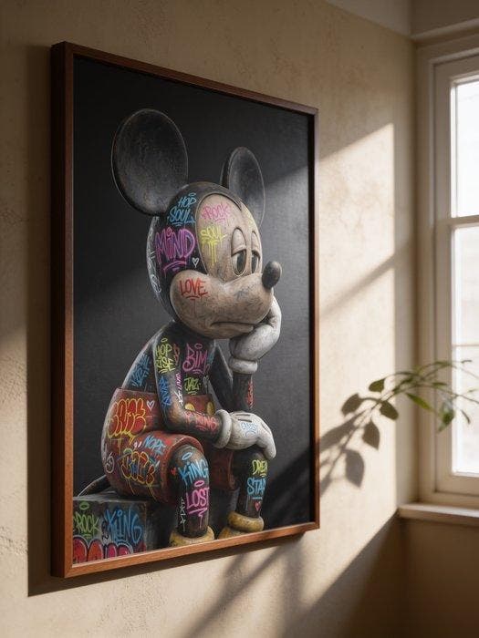 MEDSAN - Graffiti Mickey Thinker () - UNIQUE WORK, Antiquités & Art, Art | Objets design