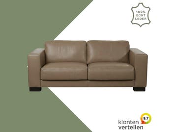 Leren bank Clear - 2,5 zits - Granada Taupe (taupe/bruin) -, Ophalen of Verzenden