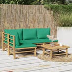 vidaXL 5-delige Loungeset met kussens bamboe groen, Verzenden, Nieuw, Loungeset
