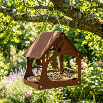 vidaXL Hangend vogelvoederhuisje weervast staal Roestkleurig, Verzenden, Nieuw