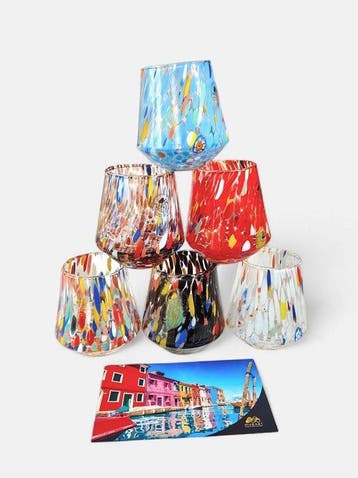 MurArt - Drinkset - Murano-glas - Set van zes glazen -