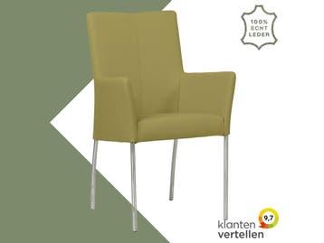Leren eetkamerstoel Comfort met armleuning - Toledo Mustard, Huis en Inrichting, Overige kleuren, Nieuw, Leer, Ophalen of Verzenden