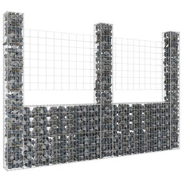 vidaXL Schanskorf U-vormig met 3 palen 260x20x200 cm ijzer, Verzenden, Nieuw