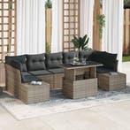 vidaXL Bankstel met kussen 8 pcs Grijs poly rattan, Verzenden, Nieuw