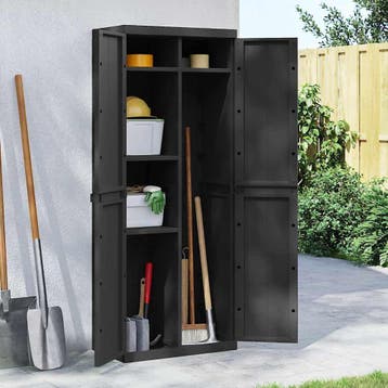 vidaXL Tuinkast 65x37x165 cm polypropeen zwart, Verzenden