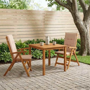 vidaXL 3-delige tuineetset Naturel Massief Acacia Hout, Verzenden, Nieuw