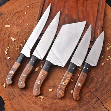 Keukenmes - Chefs knife - hout, hars en staal - Noord