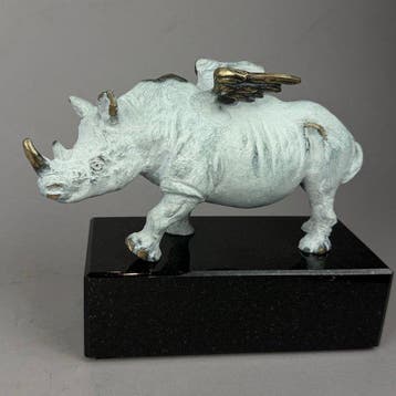 Robert Dyrcz - White rhino - bronze, Antiquités & Art