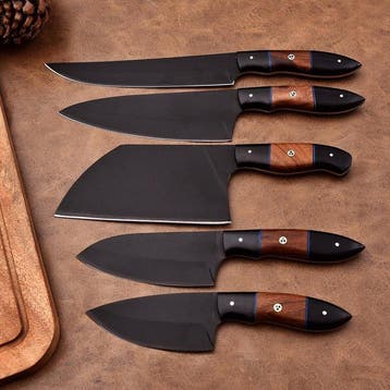 Keukenmes - Hars, hout en D2-staal met poedercode - Japan -