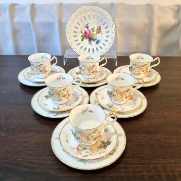 Paragon, MPM - Koffieservies (19) - Peace rose - Porselein -, Antiek en Kunst