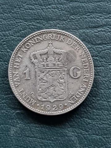 Nederland. Wilhelmina. 1 Gulden 1929 met klop Margriet, Postzegels en Munten